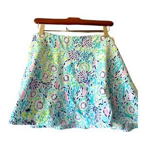 Lilly Pulitzer Aqua, Pink & Navy Floral Print Skirt